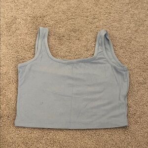 Light Blue Ribbed Crop Top